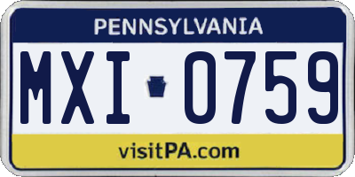 PA license plate MXI0759