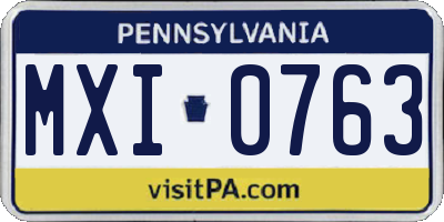 PA license plate MXI0763