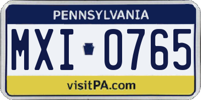PA license plate MXI0765