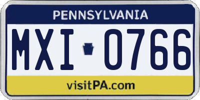 PA license plate MXI0766