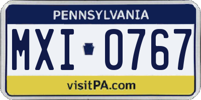 PA license plate MXI0767