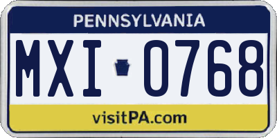 PA license plate MXI0768