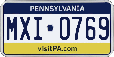 PA license plate MXI0769