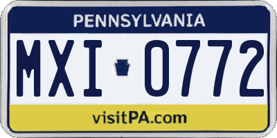 PA license plate MXI0772