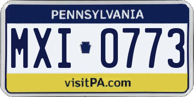 PA license plate MXI0773