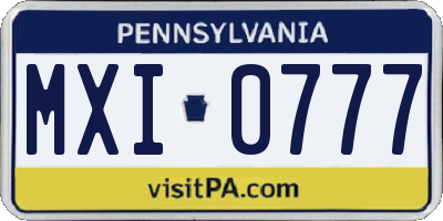 PA license plate MXI0777