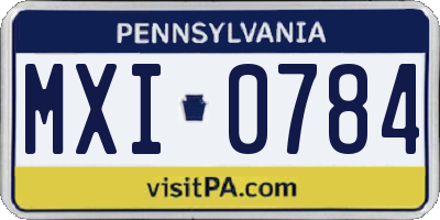 PA license plate MXI0784