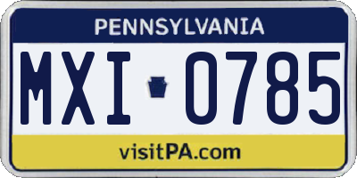 PA license plate MXI0785