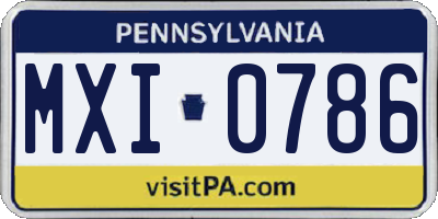 PA license plate MXI0786