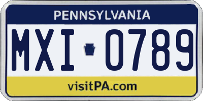 PA license plate MXI0789