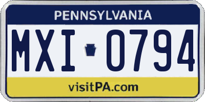 PA license plate MXI0794