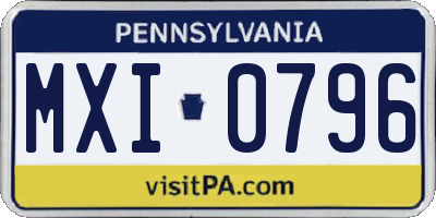 PA license plate MXI0796
