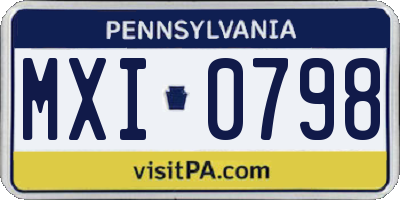 PA license plate MXI0798