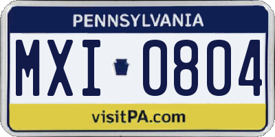 PA license plate MXI0804