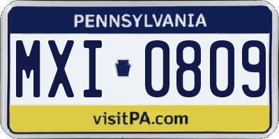 PA license plate MXI0809