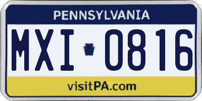 PA license plate MXI0816