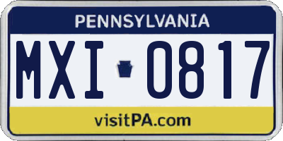 PA license plate MXI0817