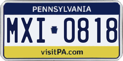 PA license plate MXI0818