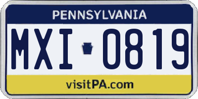 PA license plate MXI0819