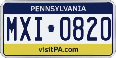 PA license plate MXI0820