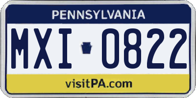PA license plate MXI0822