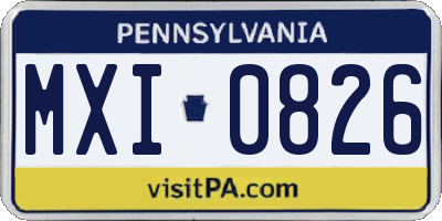 PA license plate MXI0826