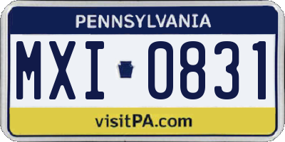 PA license plate MXI0831