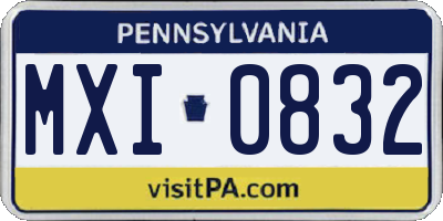 PA license plate MXI0832