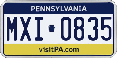 PA license plate MXI0835
