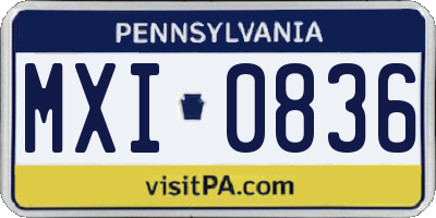 PA license plate MXI0836