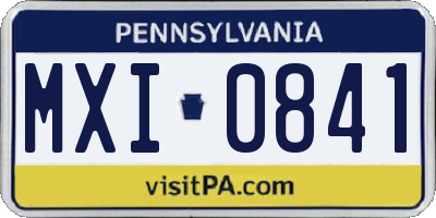 PA license plate MXI0841