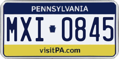 PA license plate MXI0845