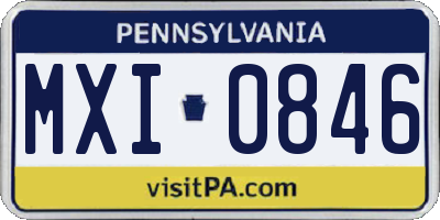 PA license plate MXI0846