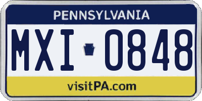 PA license plate MXI0848