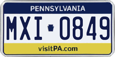 PA license plate MXI0849