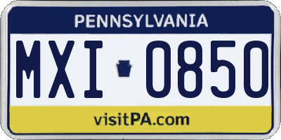 PA license plate MXI0850