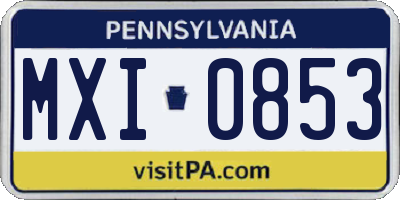 PA license plate MXI0853
