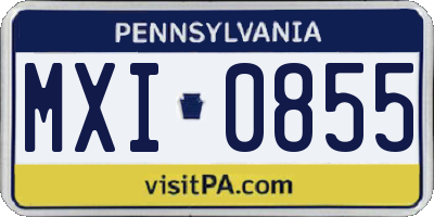 PA license plate MXI0855