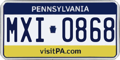PA license plate MXI0868