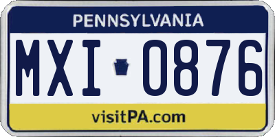 PA license plate MXI0876