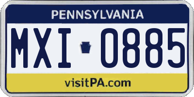 PA license plate MXI0885