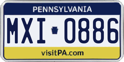 PA license plate MXI0886