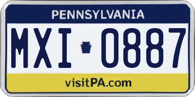 PA license plate MXI0887