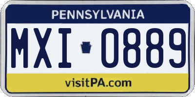 PA license plate MXI0889