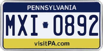 PA license plate MXI0892