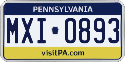 PA license plate MXI0893