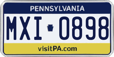 PA license plate MXI0898