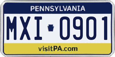 PA license plate MXI0901