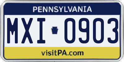 PA license plate MXI0903