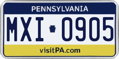 PA license plate MXI0905